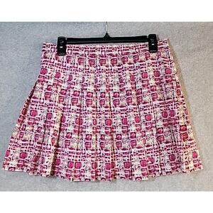 LE COQ SPORTIF Women's Pink White Pleated Mini Tennis Skirt Sz 14 Pickleball EUC
